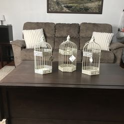 3 white metal hanging bird cage decor NWT