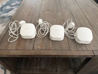 The Eero 6 (Model N010001) is a dual-band Wi-Fi 6 mesh router from Eero designed to cover up to 1,500 square feet per unit. This is for 3 pack - the m