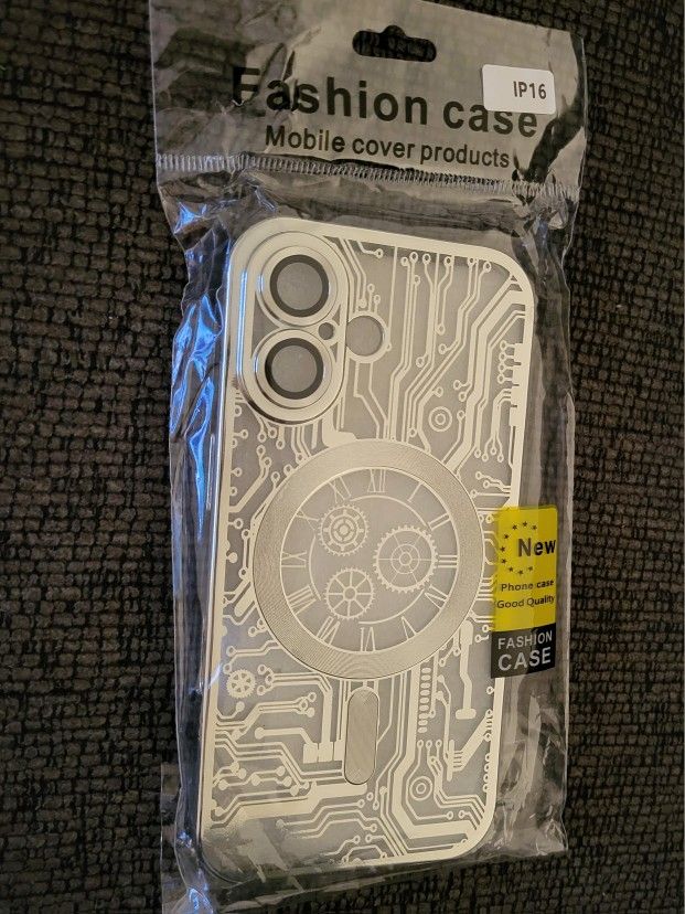 iPhone 16 Case,Glass Full Camera Lens Protection,Magnetic Transparent Pattern Case,Compatible with MagSafe, Plating Drop Protection Case