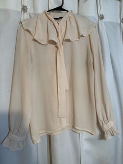 Ladies classic blouse color beige size M regular