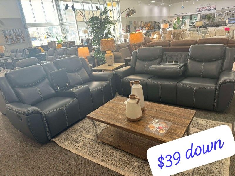 $59 Down Finance Reclining Sofa And Loveseat Sectional Bedroom Set Queen Or King Bed Queen, King Matress Dining Room Set Dining Table