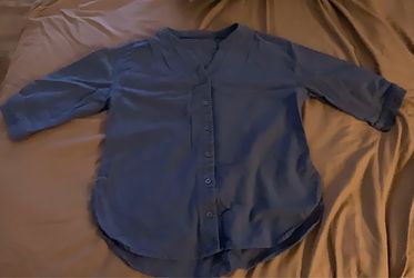 Blue Button-Down Shirt with Rolled Sleeves
