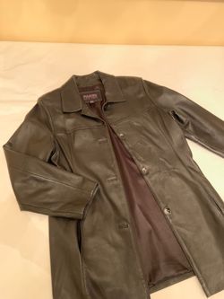 Leather jacket trench length