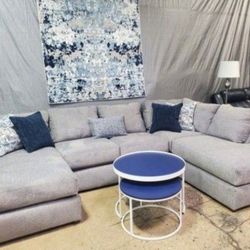 Beautiful Gray Double Chaise Sectional (New)