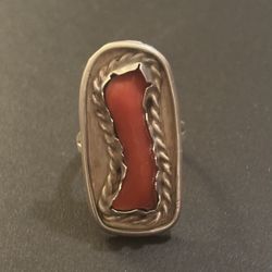 Unique Coral Sterling Silver Ring Size 5