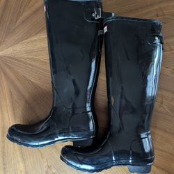 Hunter Black Rain Shoes - Glossy US 8