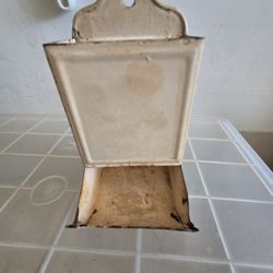 Vintage Metal Tin Match Box Holder 
