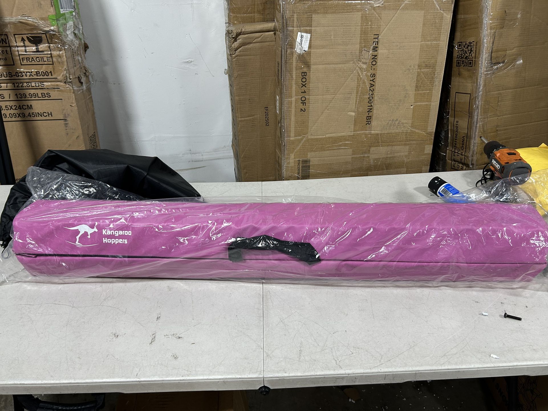 Kangaroo Hoppers 8FT Kids Balance Gymnastics Beam for Kids, Folding Extra Firm Foam Floor Beam for Beginners, Home Training Equipment with Anti-Slip B