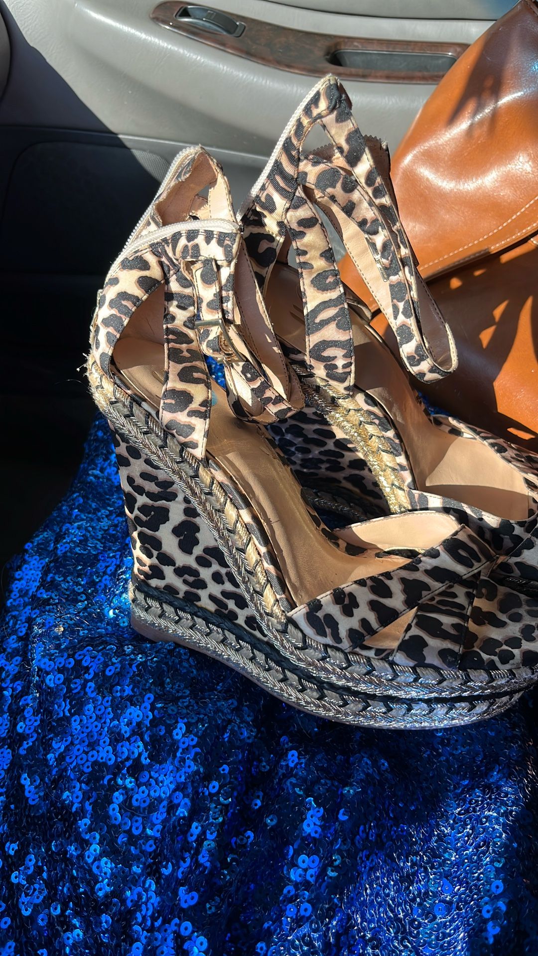 Size 10 Leopard Print Wedge Heels