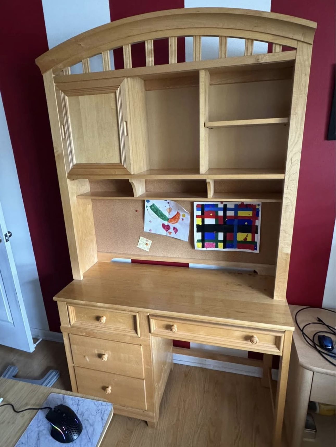 Real Wooden Desk With Hutch & Wooden Chair