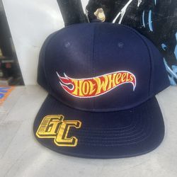 Embroidered Hot Wheels adjustable hot wheels wheels logo Hat in navy blue