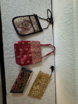 Brocade Fabric Pouch and Bag Set