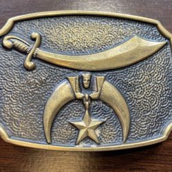 VTG 1978 BTS Solid Brass Shriners Masonic Fraternal Belt Buckle Made In USA