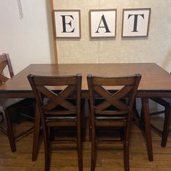 Brown Wooden Dining Table(4 Chairs)