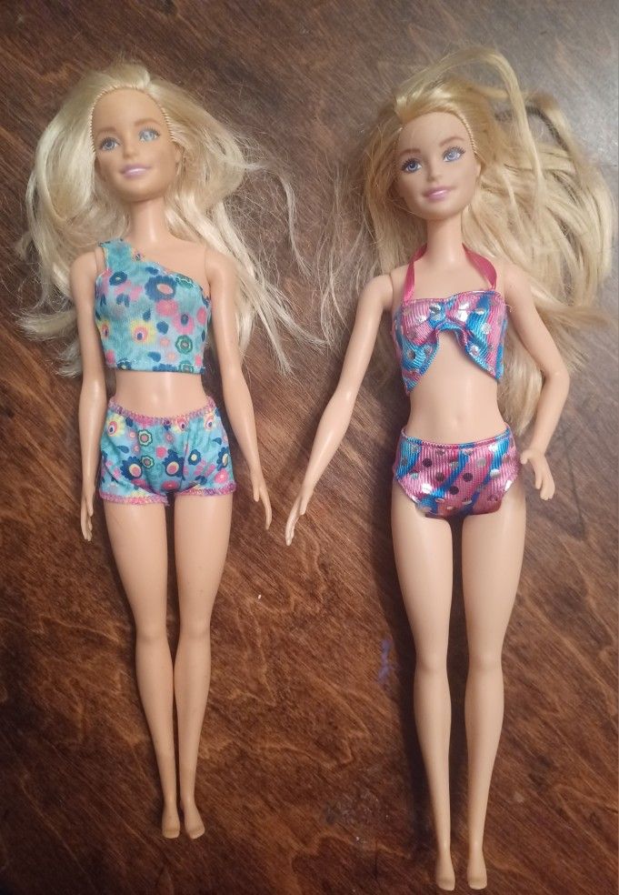 Two "Beach Day" Barbie Dolls By Mattel