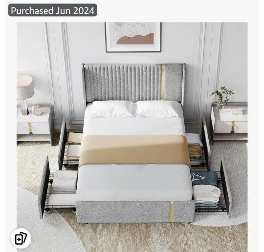 Full Size Bed with Storage Drawers