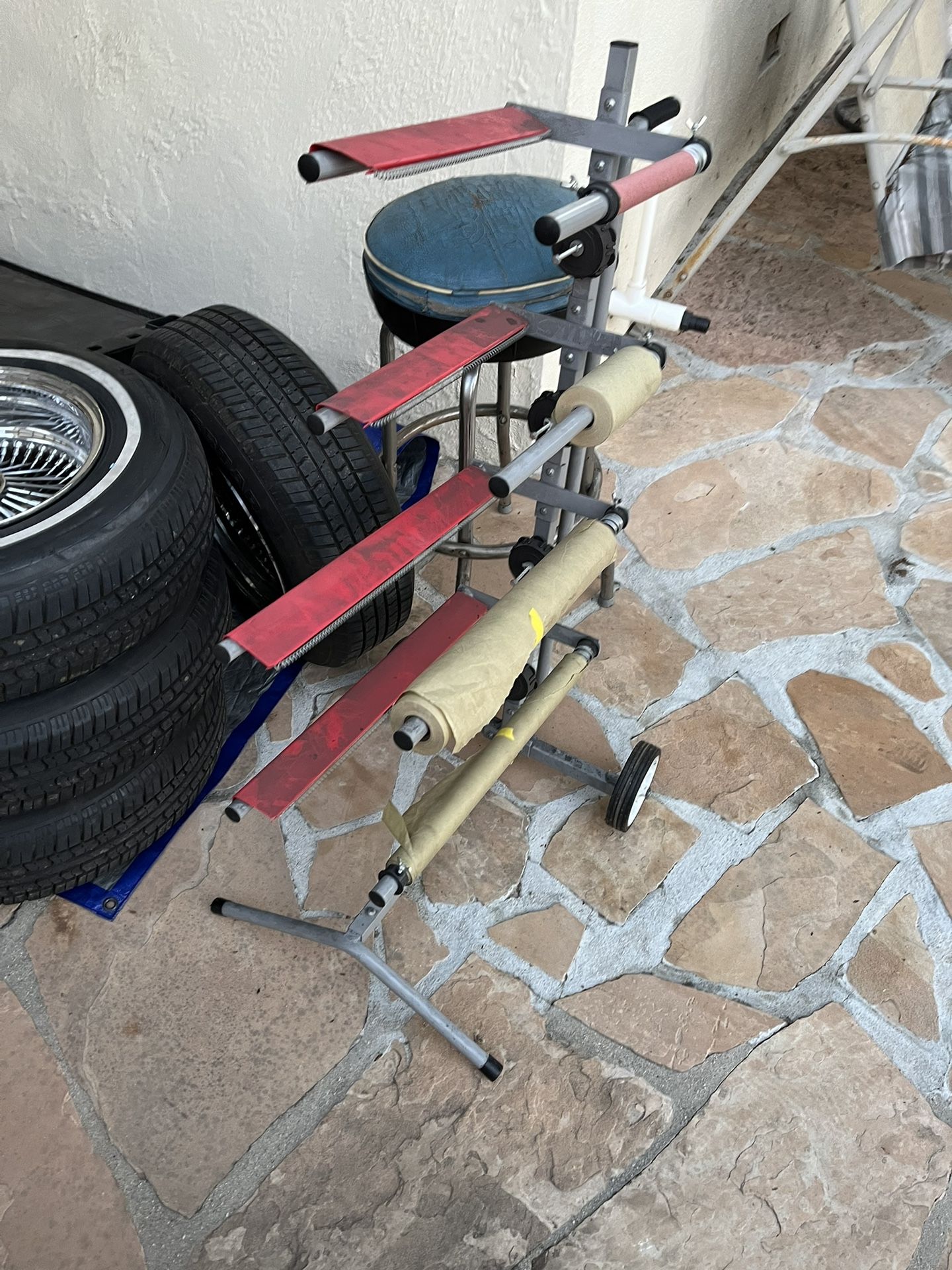 Auto body Paint Stand With Masking Rollers