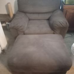 Suede Chair With Ottoman