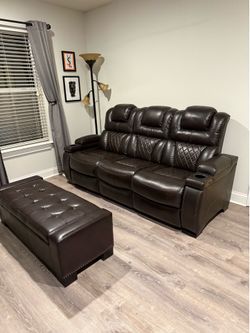4 piece leather  couch & seat set  (ashley signature)