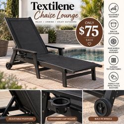 Textilene Outdoor Chaise Lounge Chair NEW