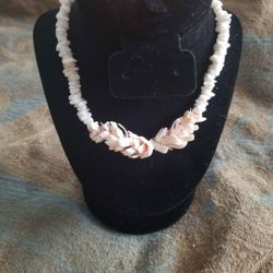 Vintage Pink Puka Shell Necklace 