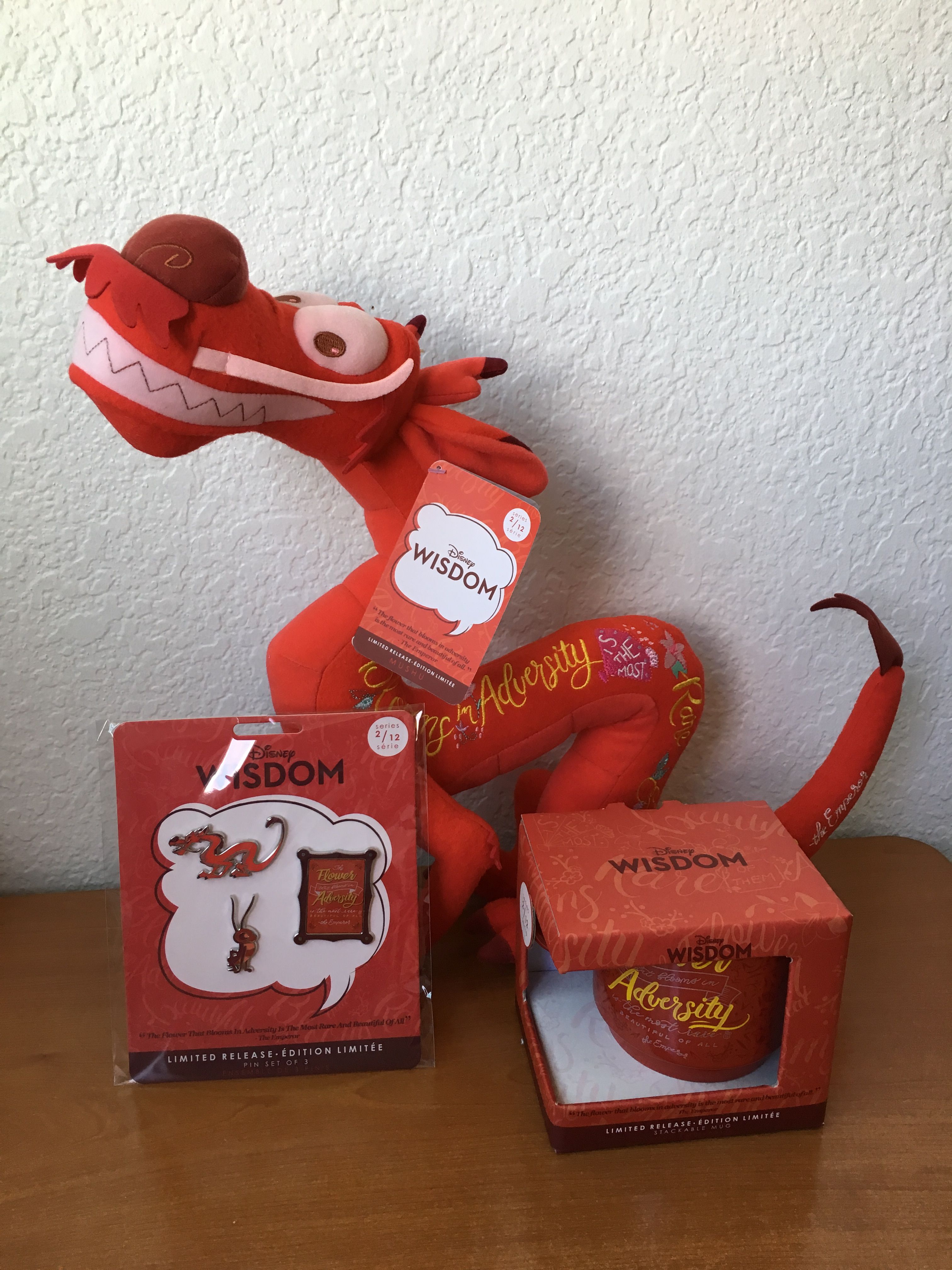 Disney Wisdom Collection February Mushu Plush Mug Pin Set