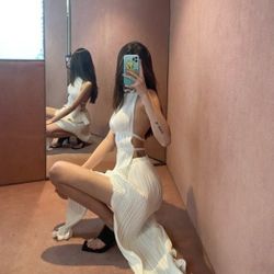 Sexy Backless Women Summer Bodycon Sleeveless Tank Top + Designer Skirt Set 2pcs