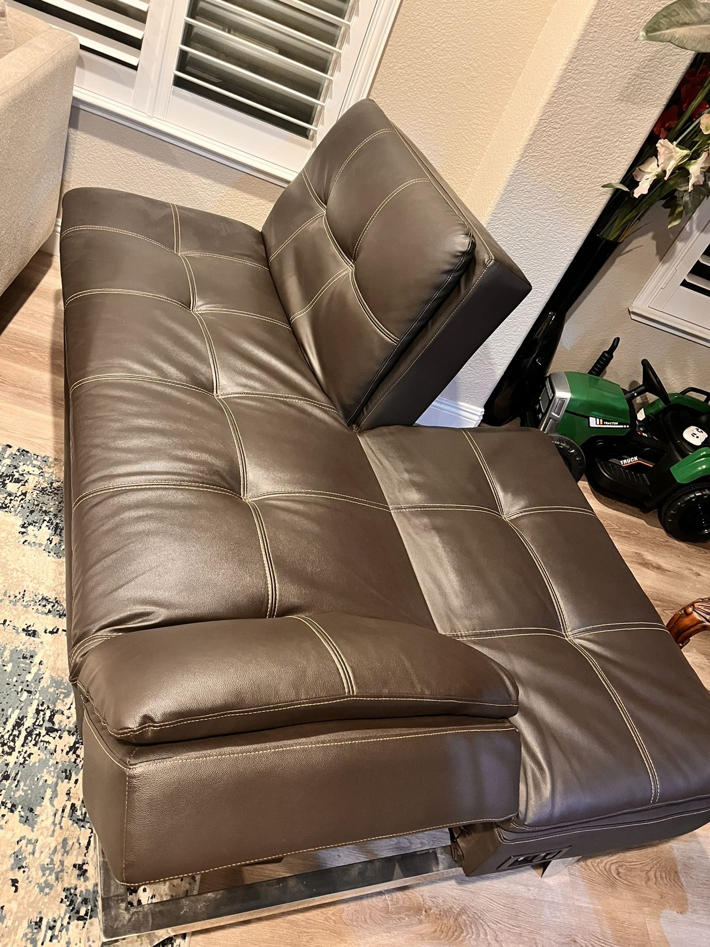 Convertible Futon Sofa Bed (Dark Brown)