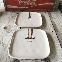 Set Of Two Rae Dunn Halloween Plates From 2017…New With Tags