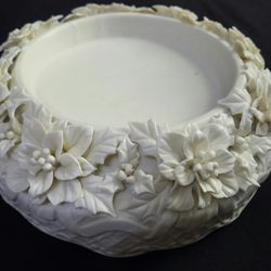 Vtg Ceramic Plant Pot/Candle/Vase Holder  Intricate Design Floral Pattern 10"X4" Erco