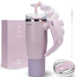 NEW SEALED Sketora 40 oz Lavender Stainless Steel Tumbler Rotating Handle 3-in-1 Lid