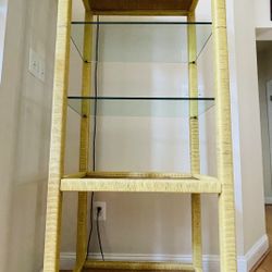 Bookcase with Wicker and Glass Shelves