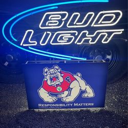 FRESNO STATE BULLDOGS BUDLIGHT NEON BEER LIGHT