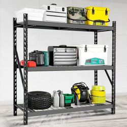 Garage Storage Shelves - Heavy Duty 72”H x 77”W x 24”D Adjustable 3-Tier Metal Shelving Rack, 6000LBS Capacity $220