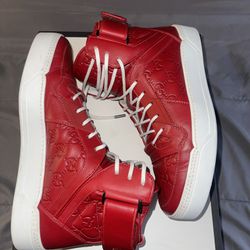 Gucci Signature High Top Sneaker (Red Sz 7 /Eu 40)