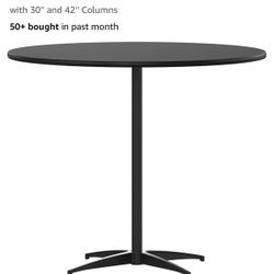 Black 36'' Round Wood Cocktail Table with 30'' and 42'' Columns