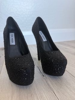 Steve Madden Black Glitter Embellished Stiletto Shoes Size 6