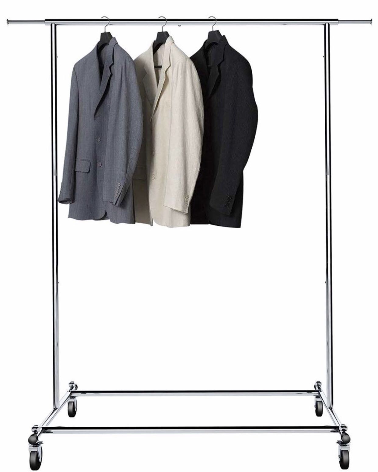 BigRoof Clothing Rack, 6.3FT Heavy Duty Clothes Rack Free Standing Garment Rack On Wheels Commercial Portable Closet Jacket Coat Rack Rolling Drying