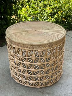 Rattan and wicker side table