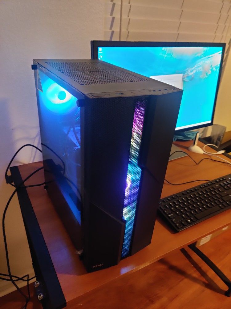 Gaming PC with Dell Inspiron 5675 Motherboard Ryzen 5 @3.6Ghz,32g Ram,RX5500 XT 4GB, 256gb SSD+750GB HDD, Win 10. Comes with Monitor Keyboard and Mous