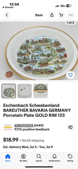 Schwabenland Plate Bavaria Germany Gold