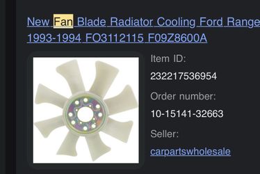 New fan blade Radiator 1(contact info removed) ford ranger