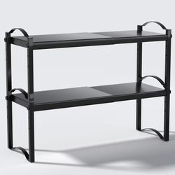 Thickened 2 Pack Expandable Cabinet Organizer Shelves, Stackable Countertop Shelf Organizers for Kitchen Pantry Cabinet Storage, Adjustable Counter Cu