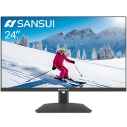 SANSUI 24 inch Monitor IPS FHD 1080P Computer Monitor 75Hz, Display Port Monitor with Built-in Speakers, PC with HDMI,VGA,DP Ports/Eye Care/Ergonomic 