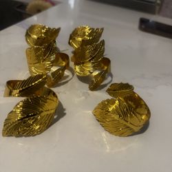 6 Gold Leaf Napkin Holders 