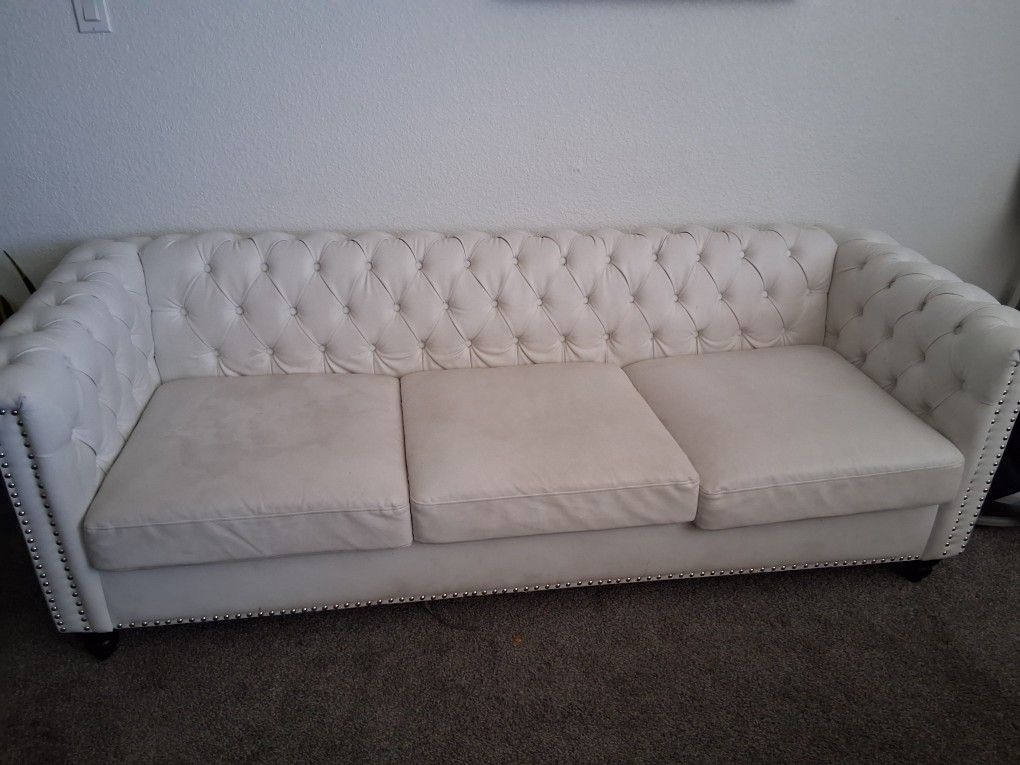 White Leather Couch, No Rips, Just Dirty, Bought It 7 Months Ago And I'm Moving Out! No Pets/No Smoke. Civic Center & Cheyenne