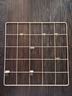 🌻Gold 15" Square Metal Grid Photo Note Display Wall Decor w Clips