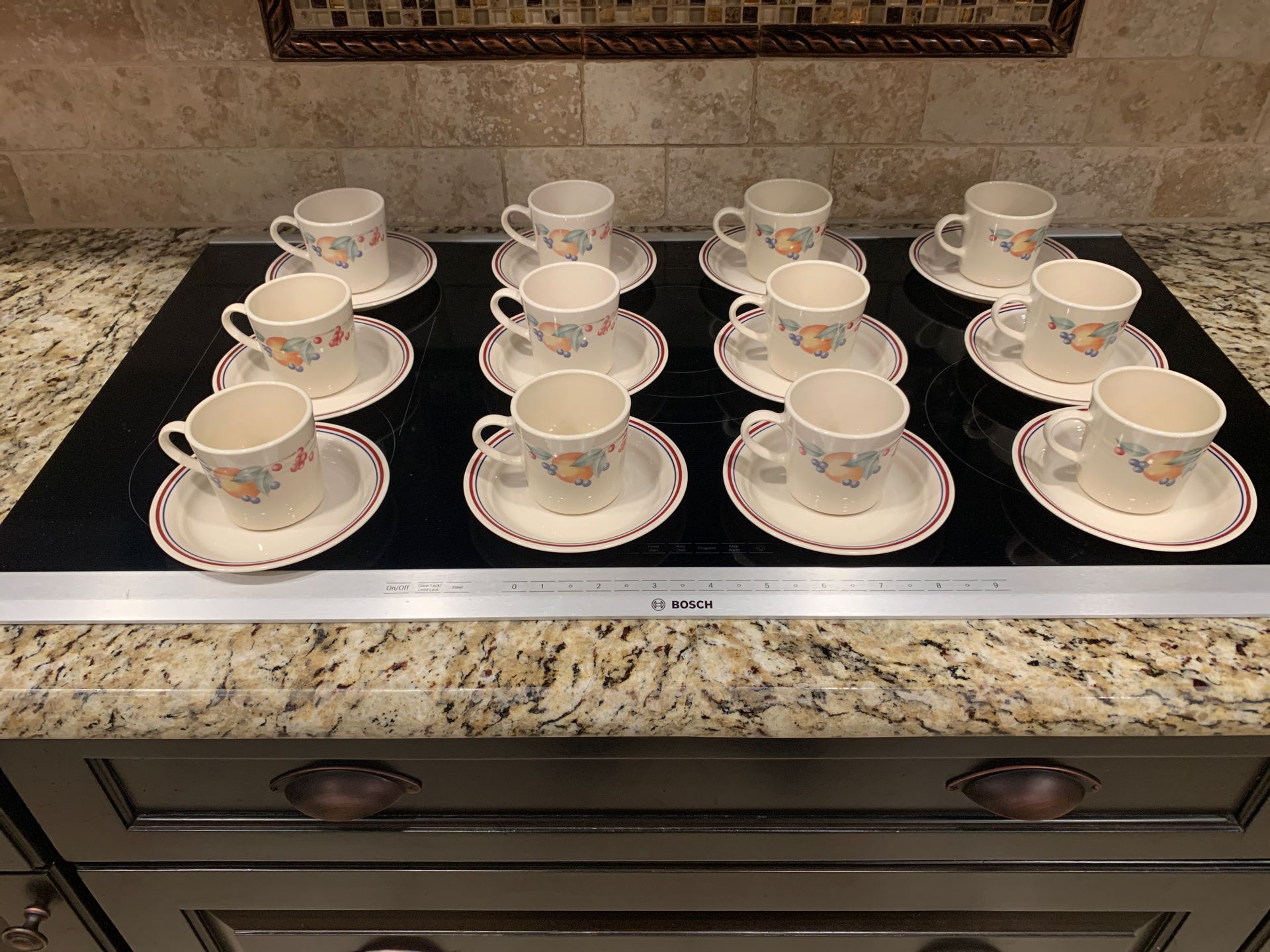Corning Corelle “Abundance” coffee cups & Saucers (12 sets)