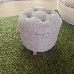Round Ottoman With Storage - Gray