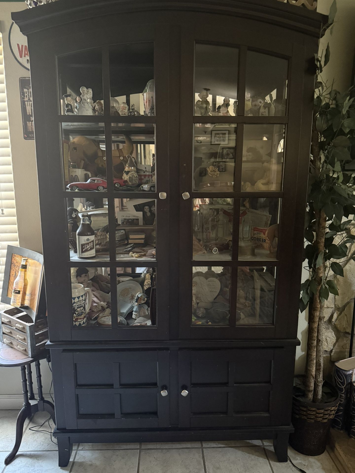 Curio Cabinet/China Hutch Dark Cherry Wood